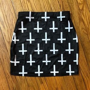 Blackmilk Black and White Cross Mini Skirt